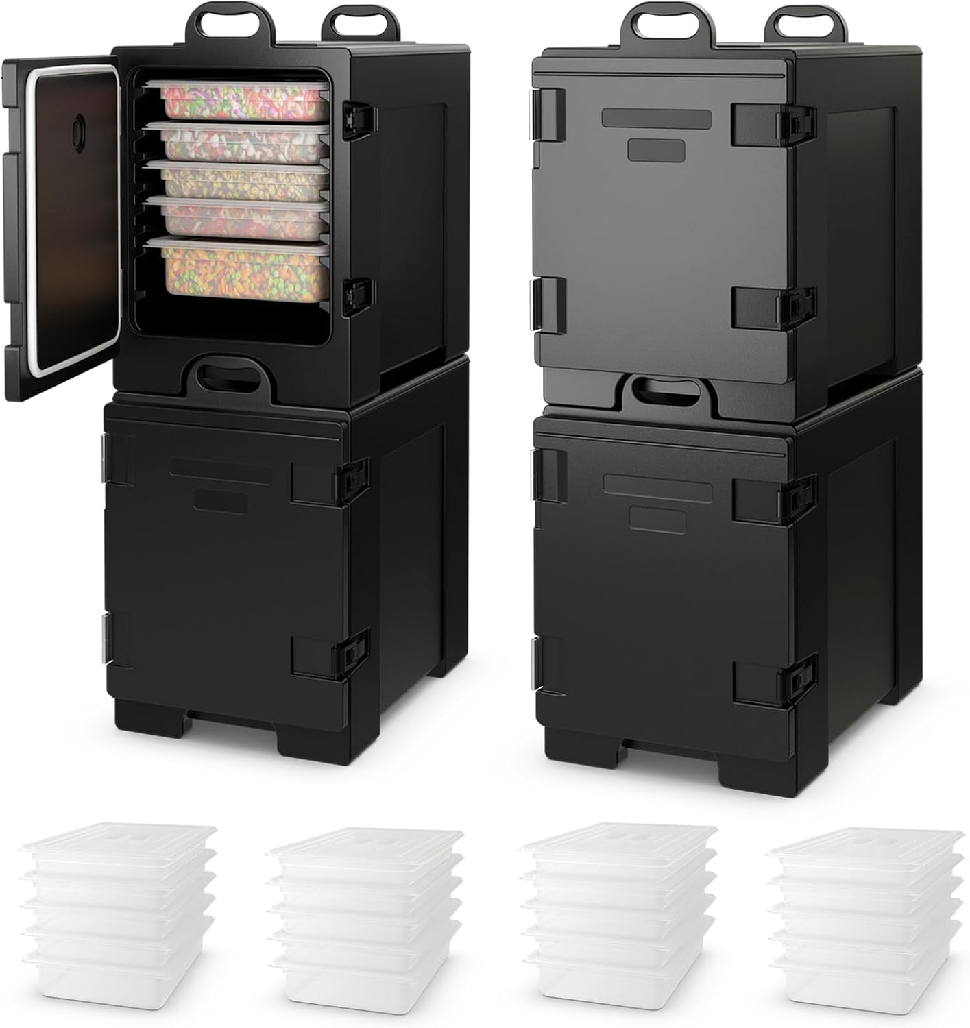 81 QT Hot Box Food Warmer with 5 Full-Size Pans and Handles Double Buckles