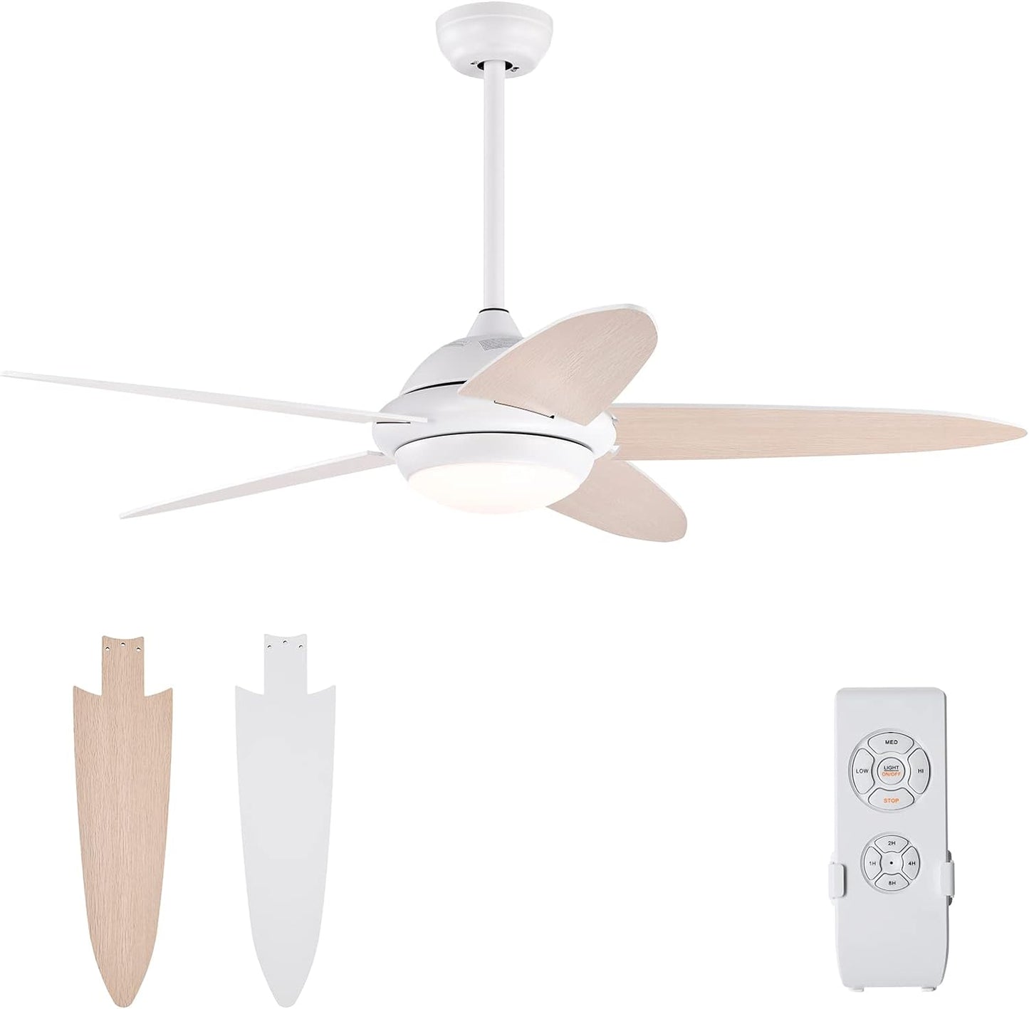 52 Inch Ceiling Fan with Lights, Indoor Modern LED Ceiling Fan, Remote Control