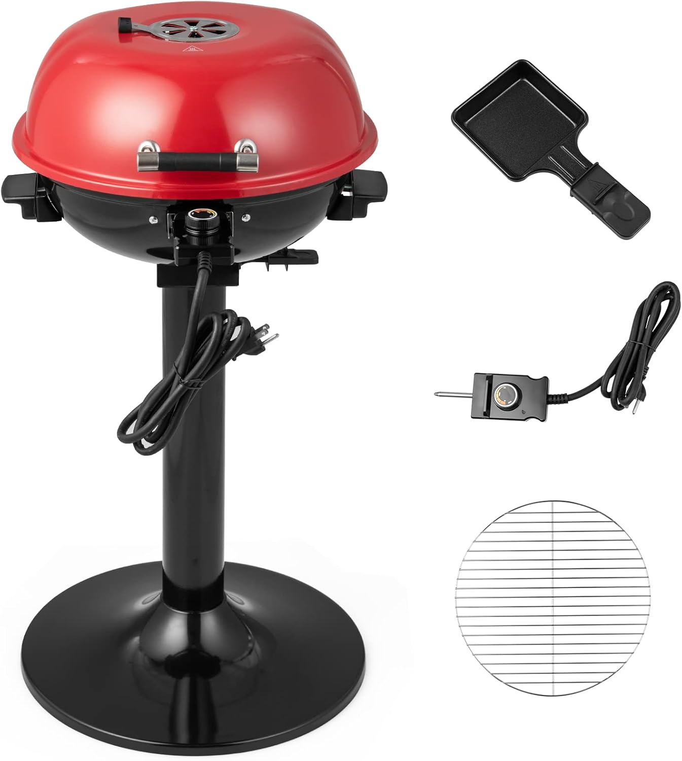 Portable Grill with Metal Cooking Grilling Rack | Detachable Temperature Control & Removable Grease Collector