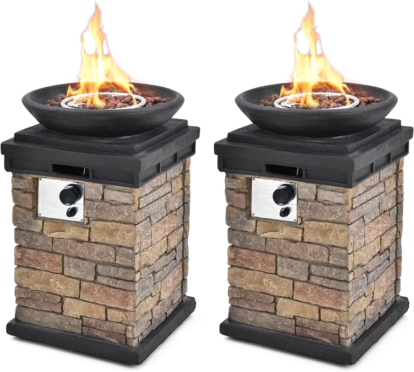 ARLIME Outdoor Propane Burning Fire Bowl, 40,000 BTU Outdoor Gas Fire Pit with Free Lava Rocks
