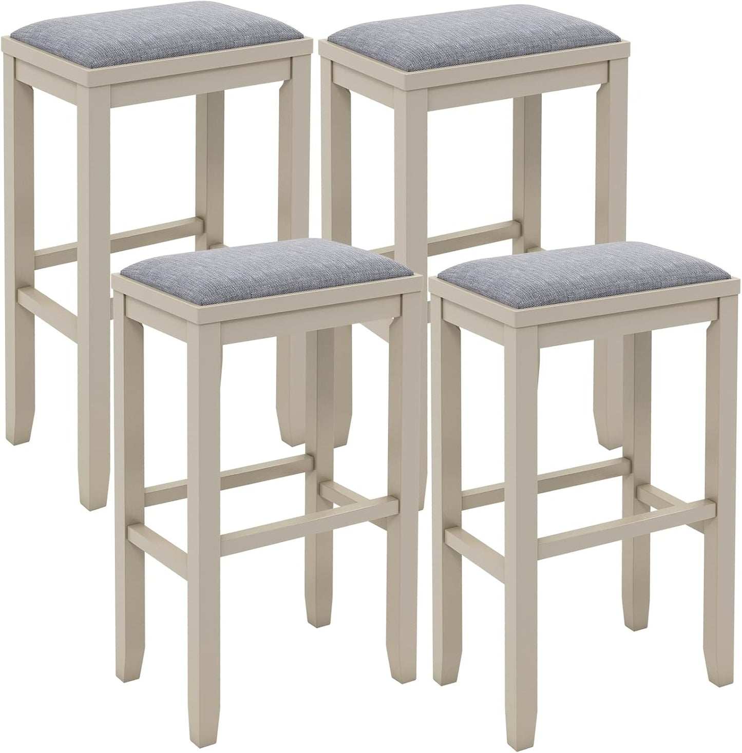 2/4 Pieces 31 Inch Upholstered Bar Stool Set with Solid Rubber Wood Frame and Footres