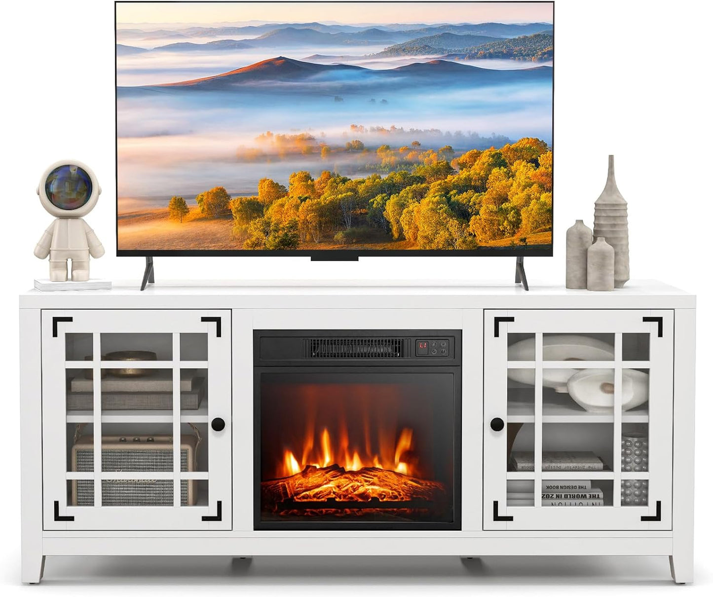 Electric Fireplace TV Stand for TVs up to 65-inch, 18-inch Fireplace Entertainment Center with Remote Control