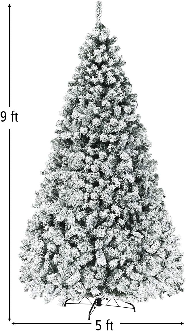 Pre-Lit Premium Snow Flocked Hinged Artificial Christmas Tree