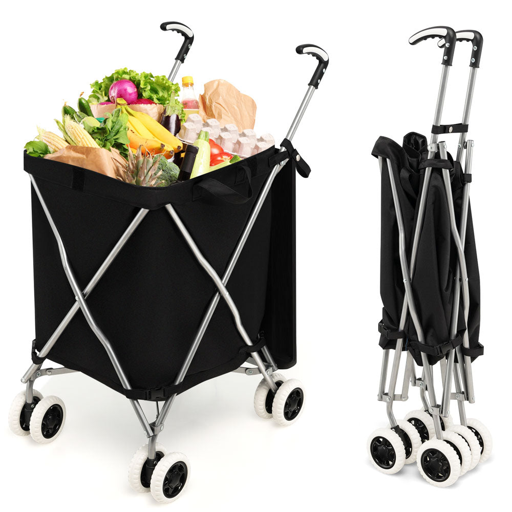 Folding Shopping Cart Portable Grocery Cart on Wheels with Removable Waterproof Oxford Cloth Liner