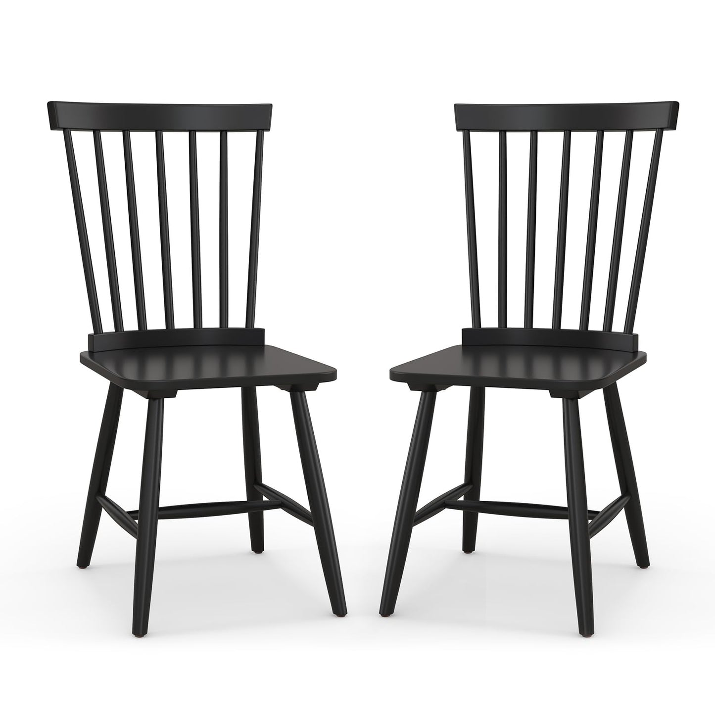 Windsor Dining Chair Set with Spindle Back Spacious Seat Rubber Wood Frame