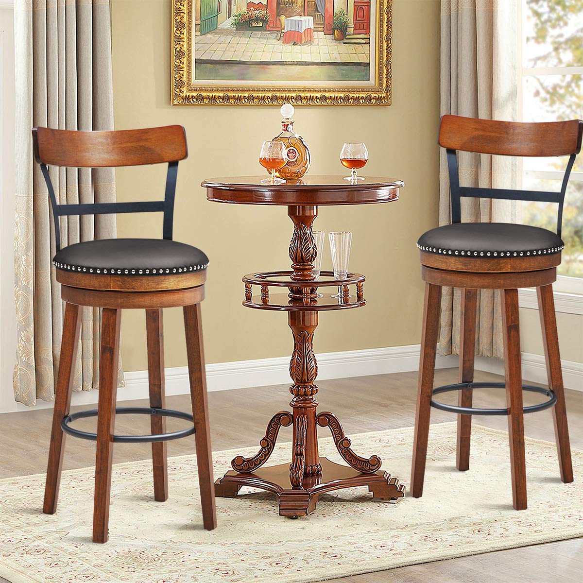 Bar Stools Set of 2 360-Degree Swivel Stools(30.5")