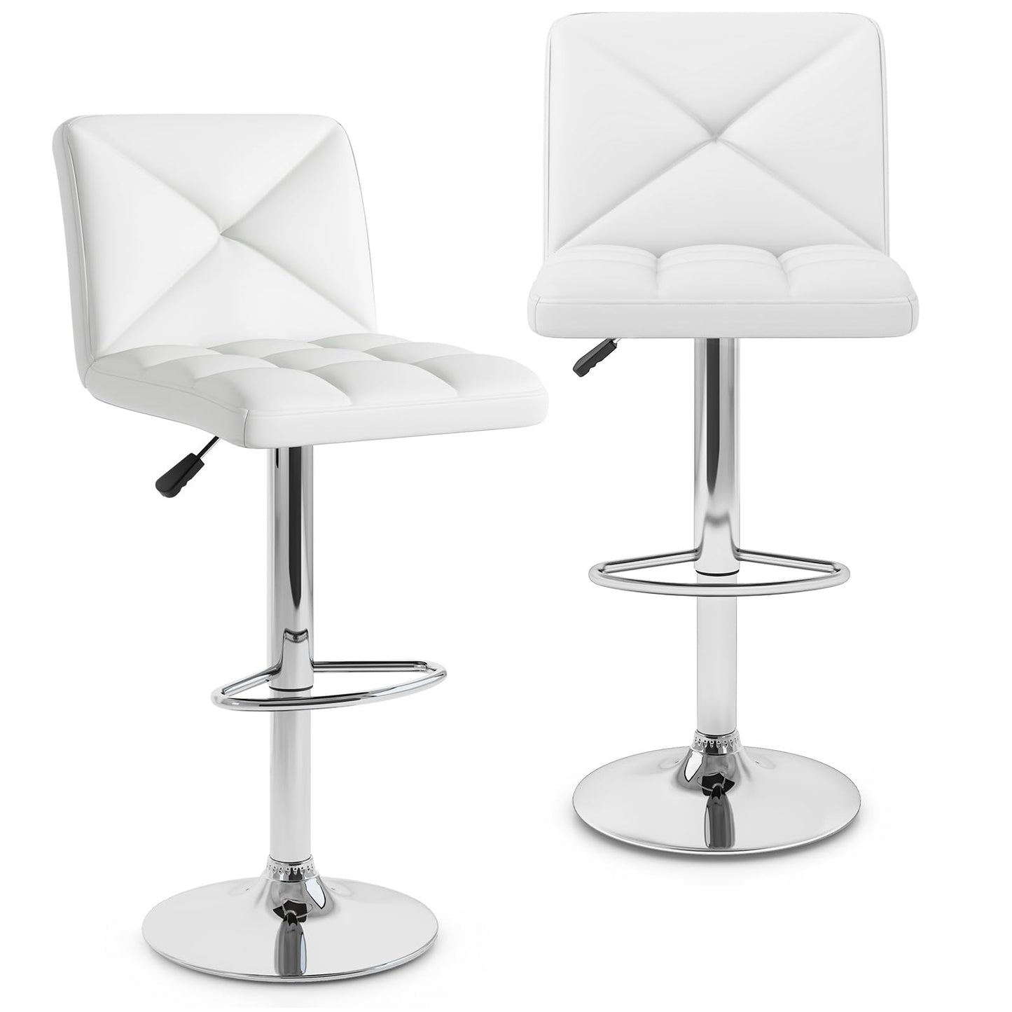 Bar Stools Set Modern PU Leather Swivel Bar Chairs