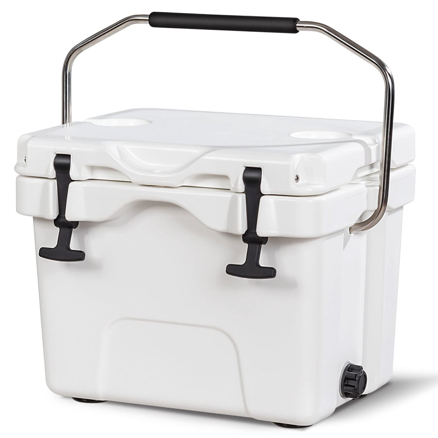 16 Quart Cooler 24 Can Insulated Ice Chest Box with Heavy Duty Handle and 2 Cup Holders