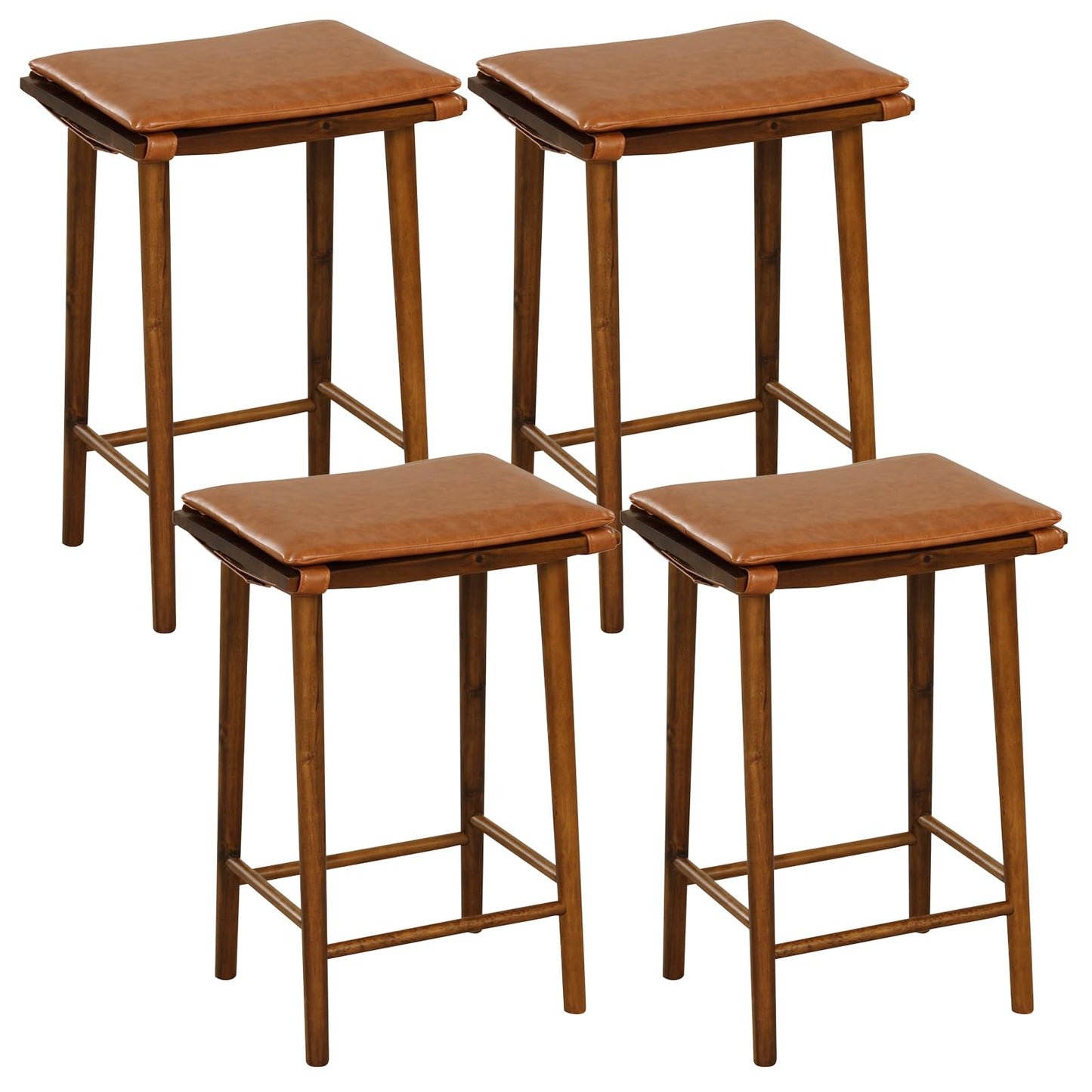 Rustic Bar Stools Set of 2/4 25.5-inch Height Backless Stool
