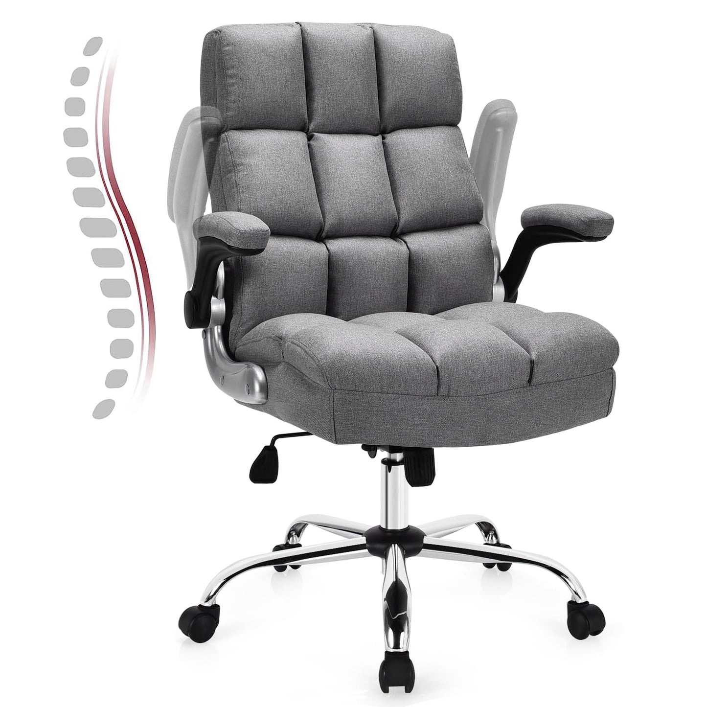 Big and Tall Computer Desk Chair with Adjustable Back Tilt & Flip up Armrest