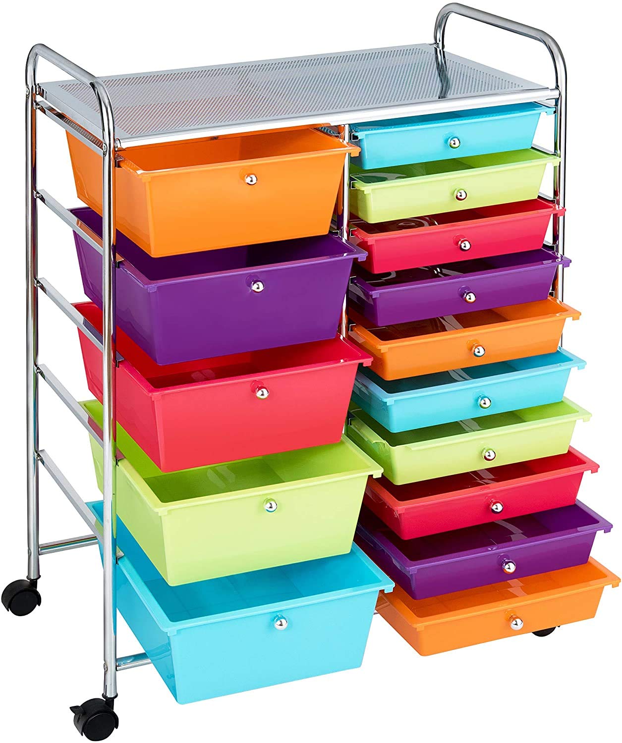 ARLIME 15-Drawer Storage Cart, 15 Drawer Trolley, Rolling Organizer Cart