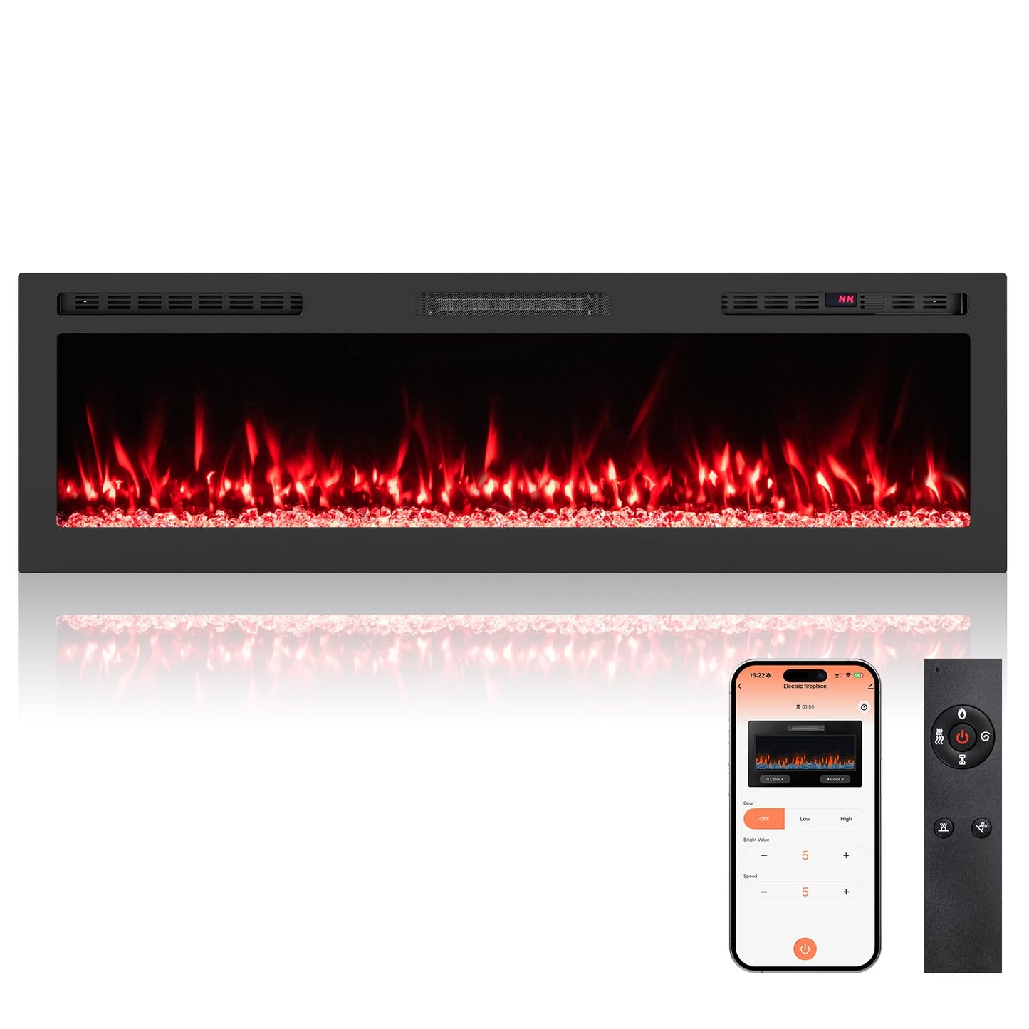 Smart WiFi Electric Fireplace 36/42/50/60 inch Wide