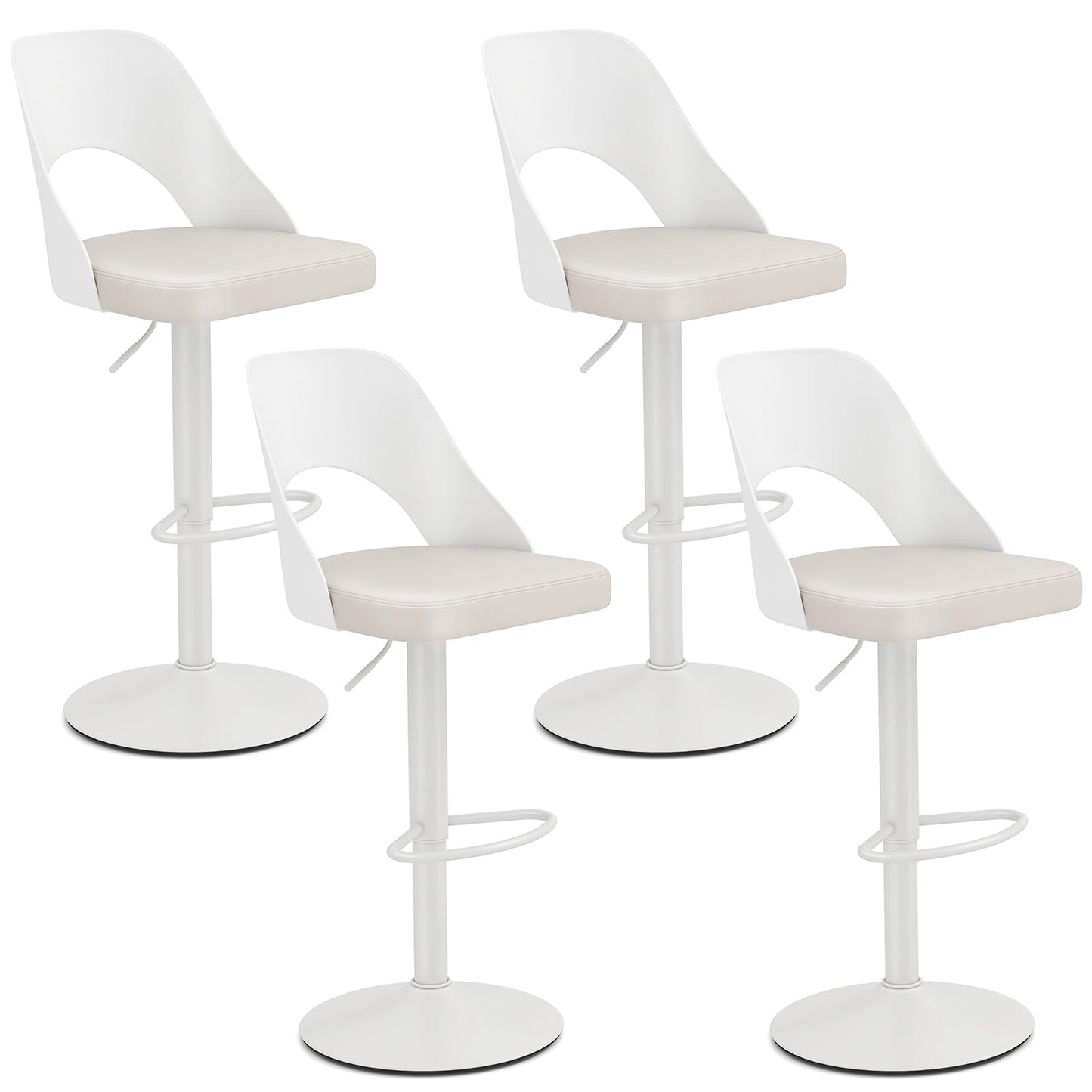 Modern Swivel Bar Stools Set of 2/4 with Enlarged PU Leather Seat