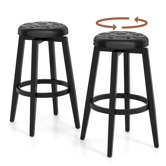 360° Swivel Bar Stools Set of 2/4 30-inch Height Backless Bar Chairs