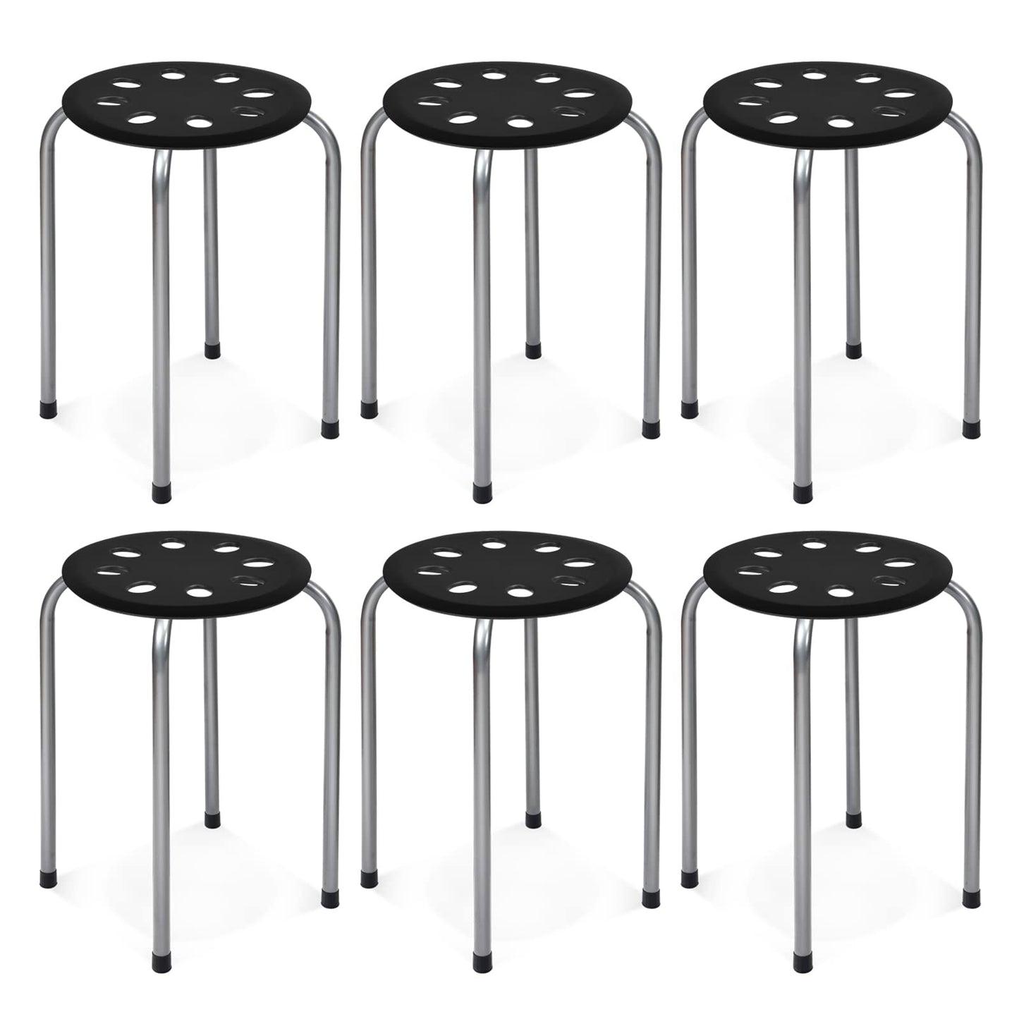 6-Pack Round Plastic Stack Stools 17.5-inch Height Backless