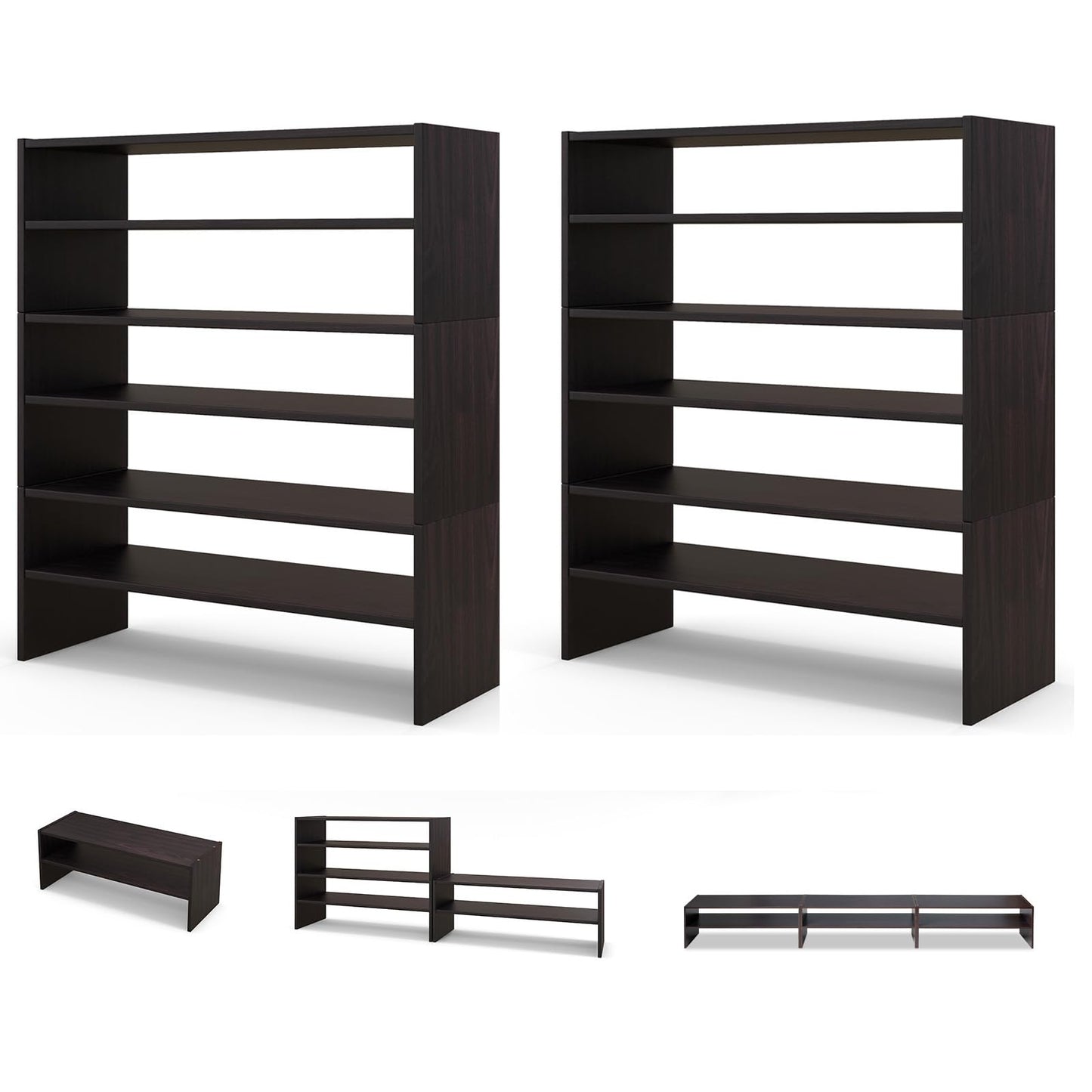 Extra Wide Shoe Shelf Organizer with Stackable Design
