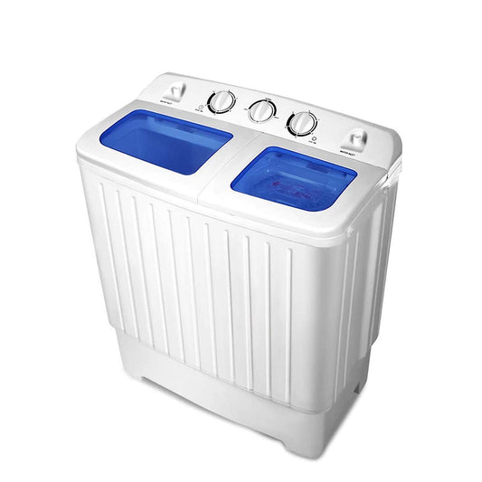 Portable Mini Compact Twin Tub Washing Machine 17.6lbs Washer Spain Spinner Portable Washing Machine, Blue+ White