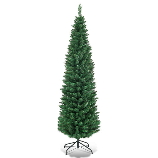 5FT Pencil Christmas Tree Slim Skinny Hinged Pine Tree with PVC Material