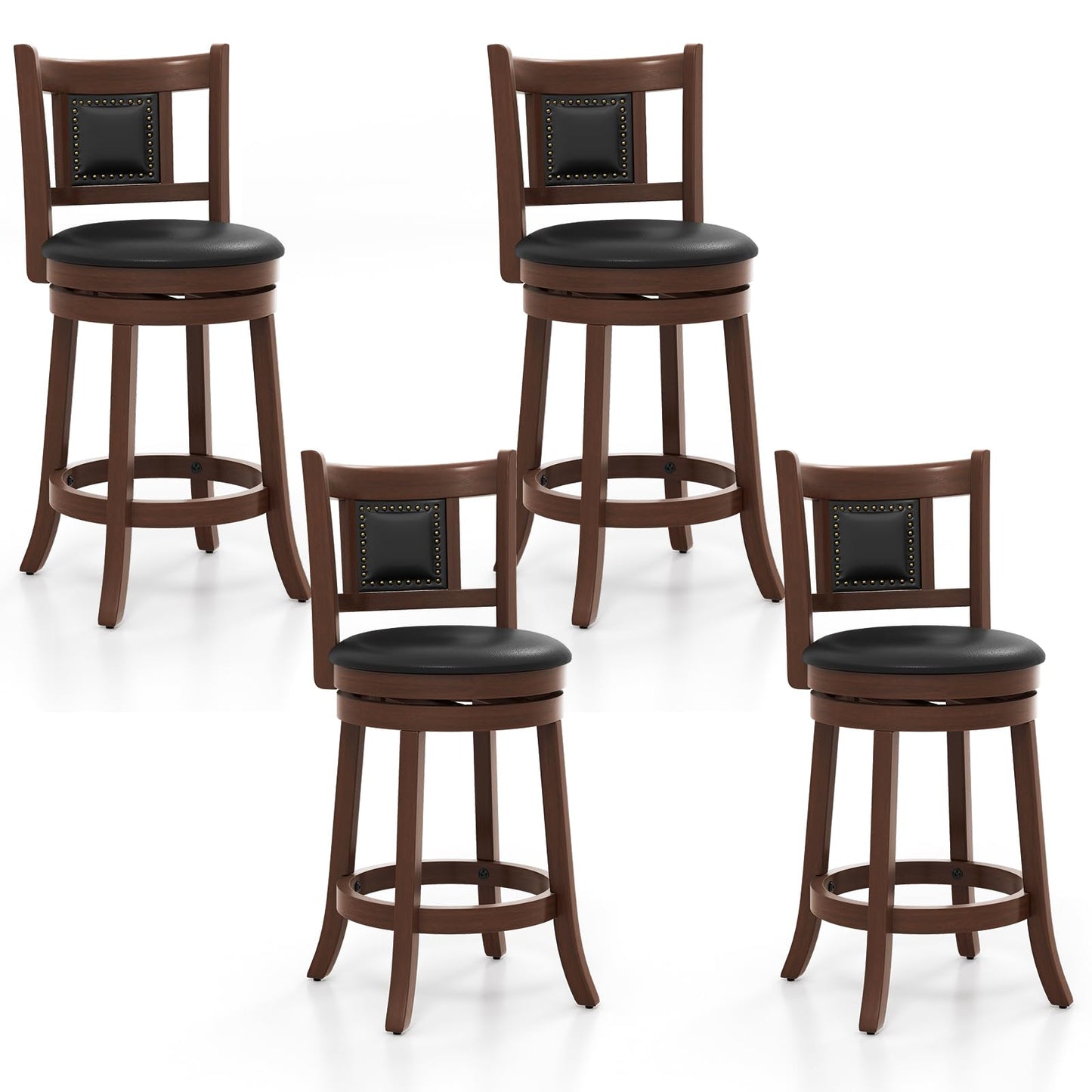 Bar Stool Set of 2/4 25.5” Swivel Upholstered Counter Height Bar Stool