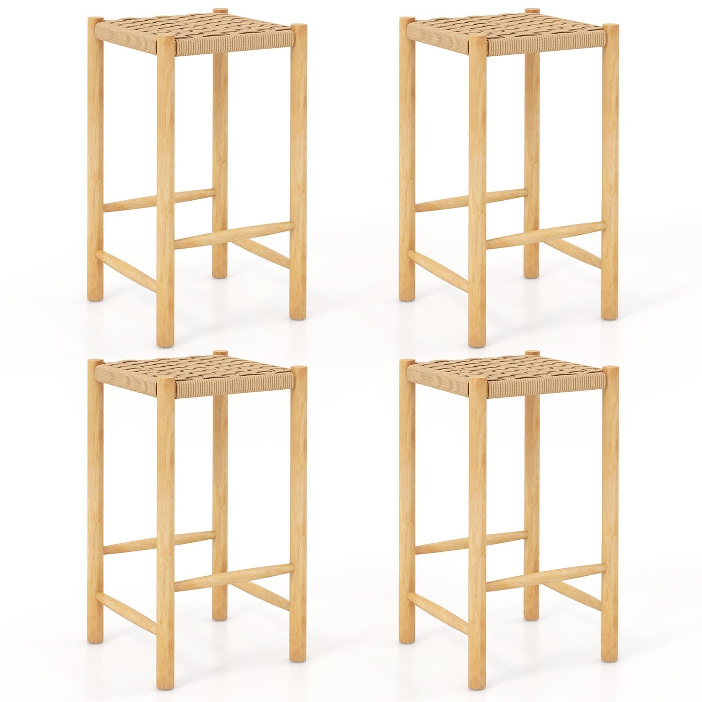 Wooden Bar Stools Set of 2/4 Rustic 26-inch Counter Height Dining Stools