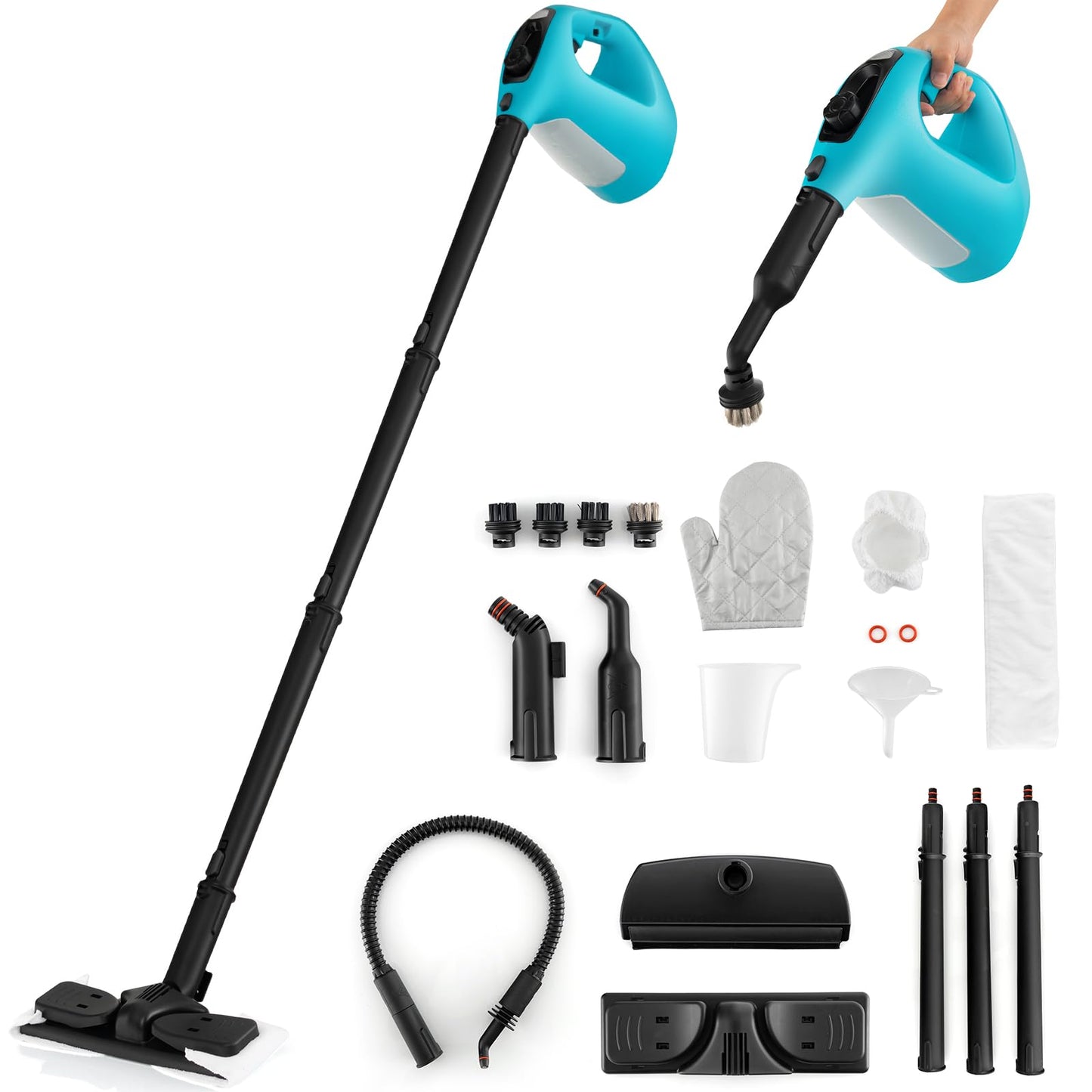 Handheld Steam Cleaner, 1400W Pressurized Steamer with 14-Piece Accessories & Child Lock
