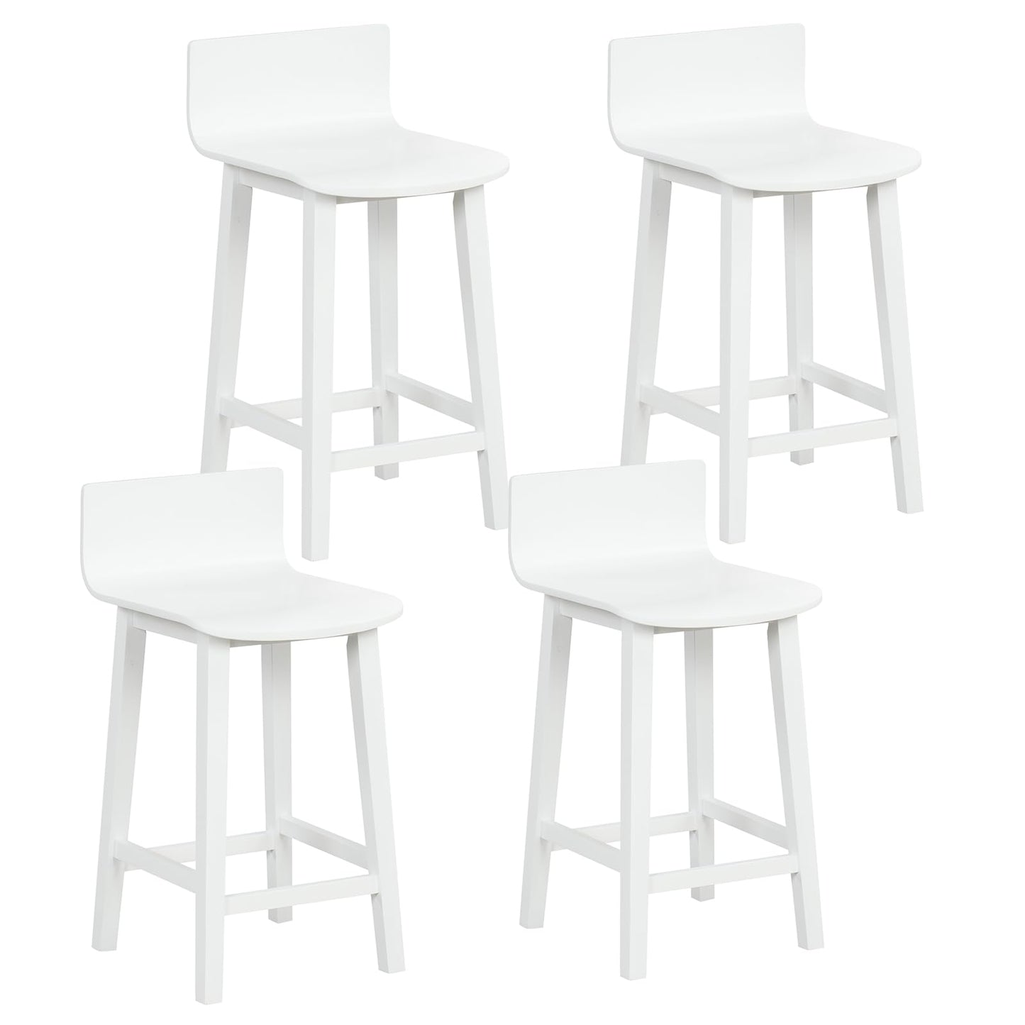Solid Wood Bar Stools Set of 2/4 24.5-inch Counter Height Chairs