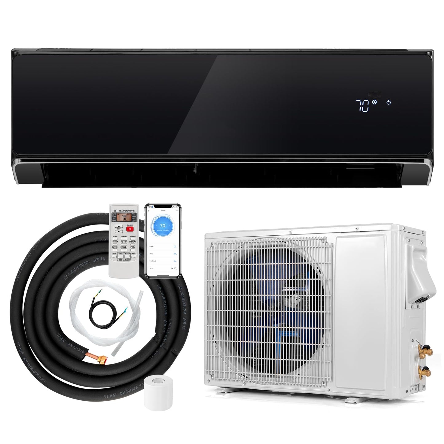 ARLIME 12000 BTU Wifi Enabled Mini Split Air Conditioner & Heater, 12000 BTU, 208-230V, 22 SEER2