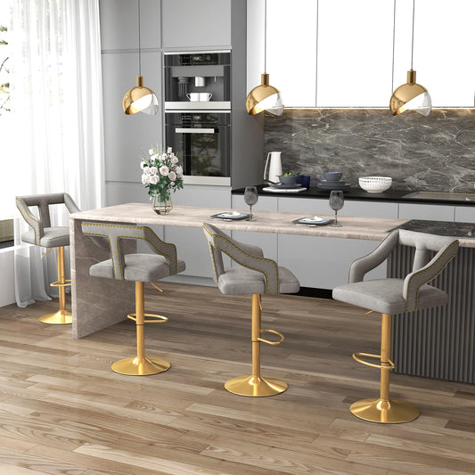 Counter Height Bar Stools Set of 2/4 Adjustable Swivel Bar Chairs