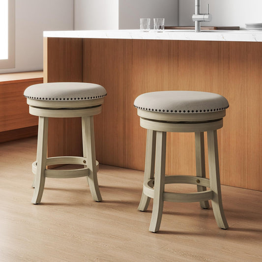 360° Swivel Bar Stools Set of 2/4 24/26.5-inch Height Upholstered Round Barstools