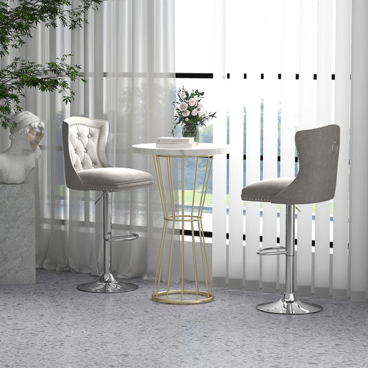 Adjustable Bar Stools Dutch Velvet Bar Chairs with Footrest