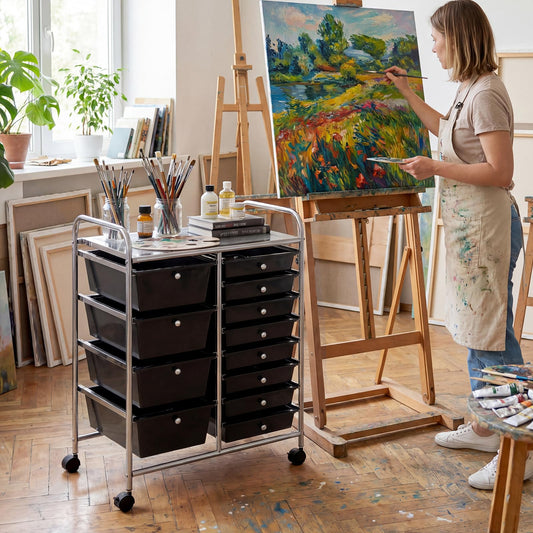 12 Drawer Utility Rolling Cart with Drawers Multi Use Storage