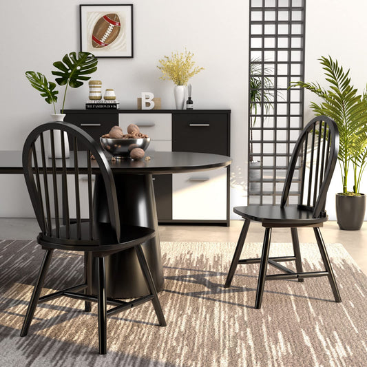 Windsor Dining Chairs Set of 2/4 w/Spindle Back & Reinforced H-Shaped Legs