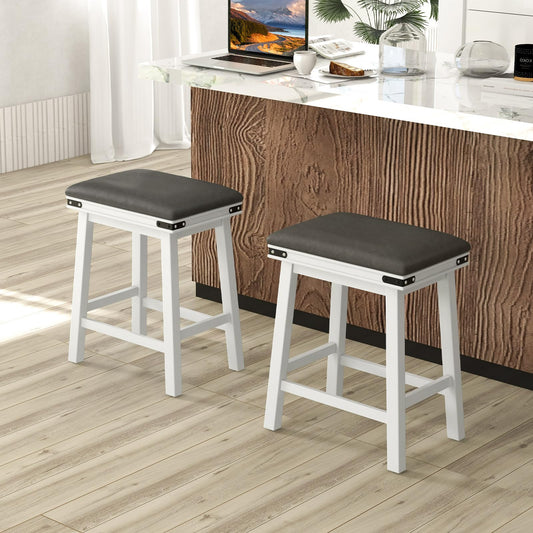 Upholstered Bar Stools Set of 2/4 24-inch Height Backless Bar Chairs