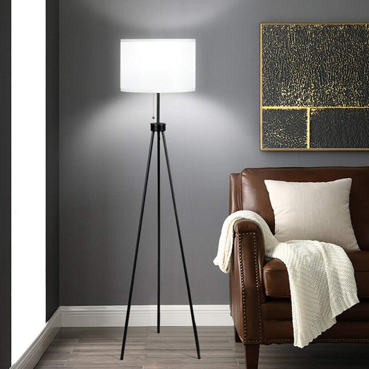 60.5" Metal Tripod Floor Lamp, Contemporary Minimalist Standing Floor Light with Iron Legs