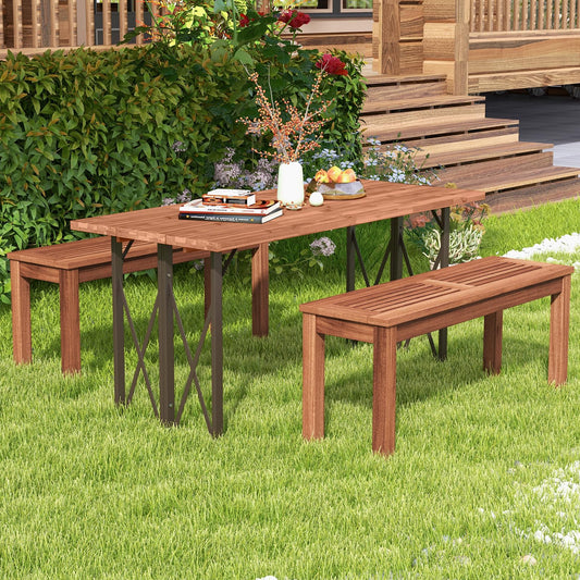 39.5” Backless Solid Wood Narrow Bench for Outside