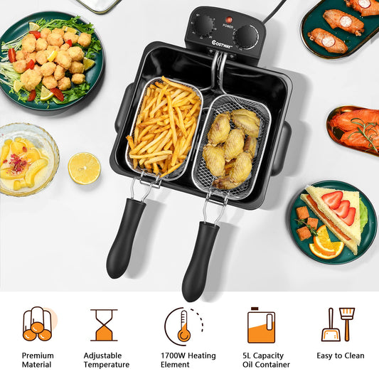 5.3Qt Deep Fryer with Basket - Arlime