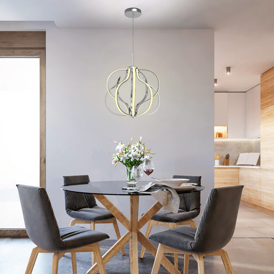 ARLIME Modern LED Chandelier, Dimmable Pendant Light with Adjustable Height