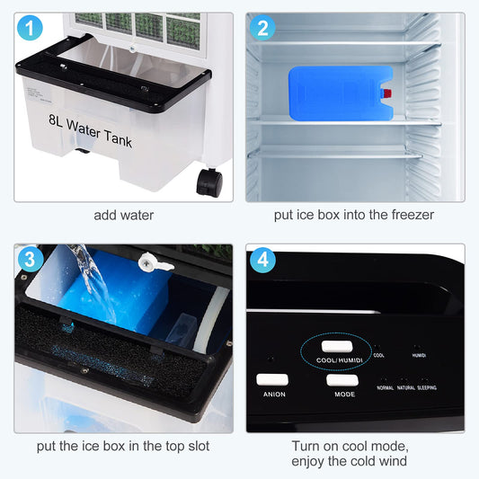 ARLIME Portable AC Cooling Fan, 3-IN-1 Portable Evaporative Air Cooler & Humidifier