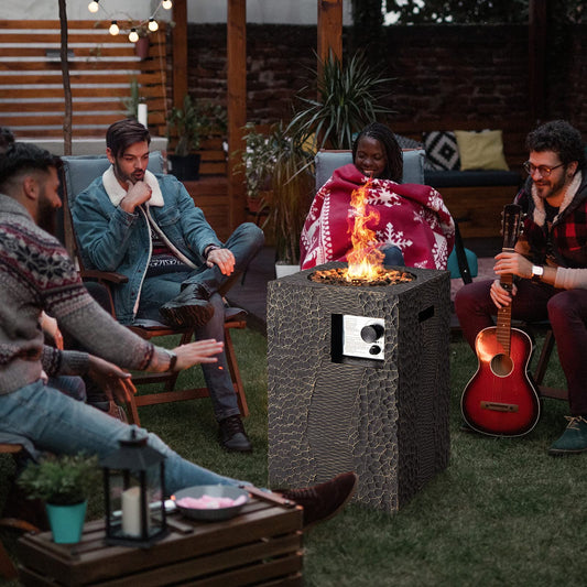 Fire Pit for Outside 16’’Gas Fireplaces 30,000 BTU Electronic Ignition Square with Lava Rocks