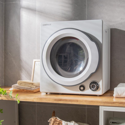 Compact Laundry Dryer with Stainless Steel Drum 5 Drying Programs and Adjustable Exhaust Vent