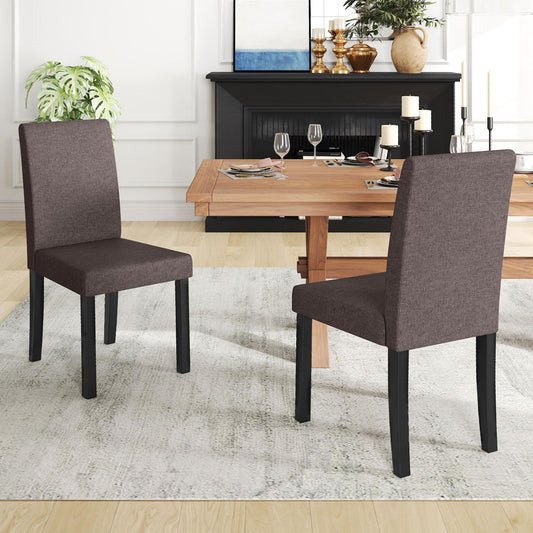 Fabric Upholstered Armless Kitchen Side Chair w/Rubber Wood Legs