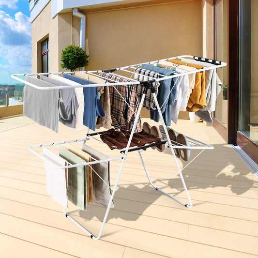 Clothes Drying Rack w/Height Adjustable Wings