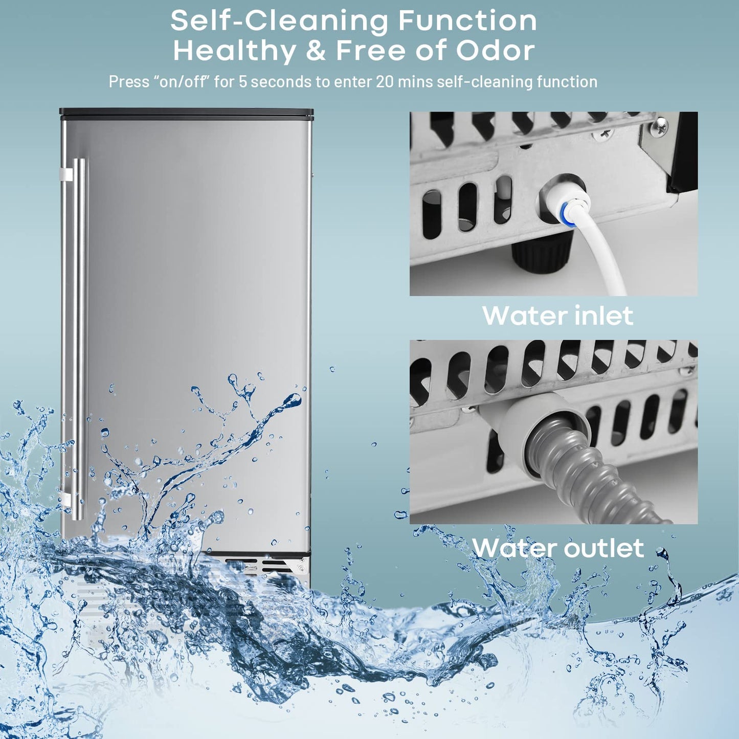 Commercial Ice Maker Machine 80 lbs/24H Ice Cube Maker Machine with 25 lbs Ice Bin