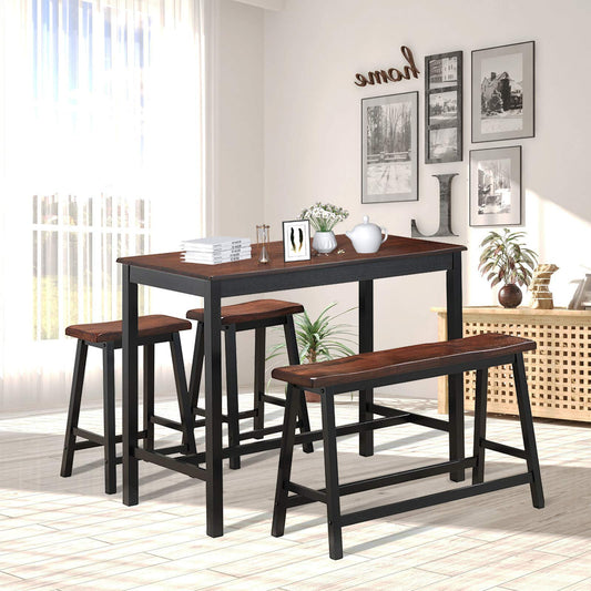 4 pcs Solid Wood Counter Height Dining Table Set