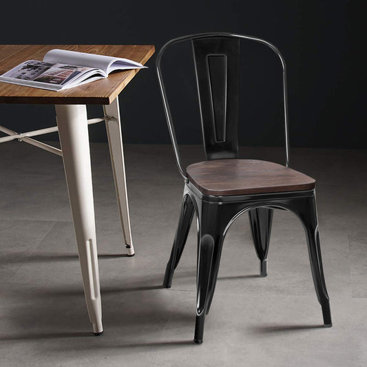 18 Inch Dining Chair Set of 4 Industrial Vintage Stackable Metal Stools