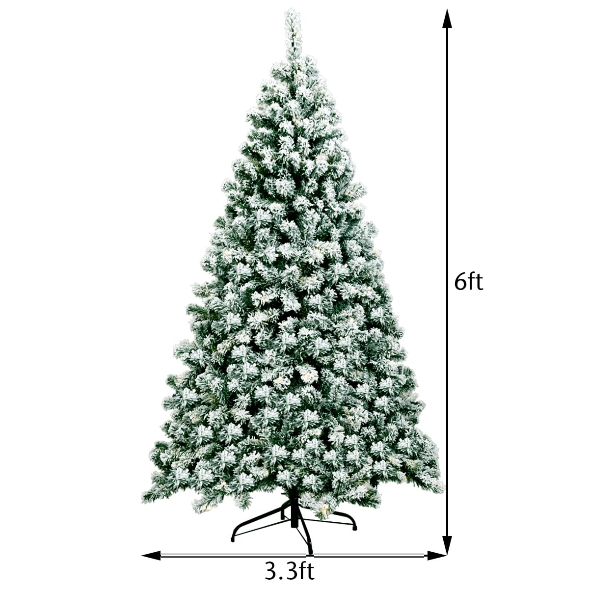6Ft Pre-Lit Artificial Christmas Tree with 250 Led Lights 928 Branch Tips