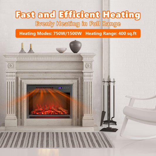 ARLIME 25 Inch Electric Fireplace Inserts in-Wall Recessed and Freestanding Fireplace Heater