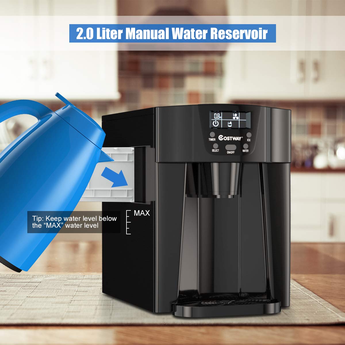 2 in 1 Countertop Ice Maker with Built-in Water Dispenser