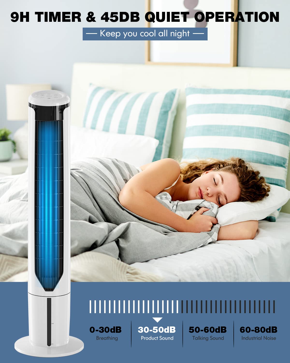 ARLIME Portable Air Conditioner, Evaporative Tower Cooling Fan with Remote
