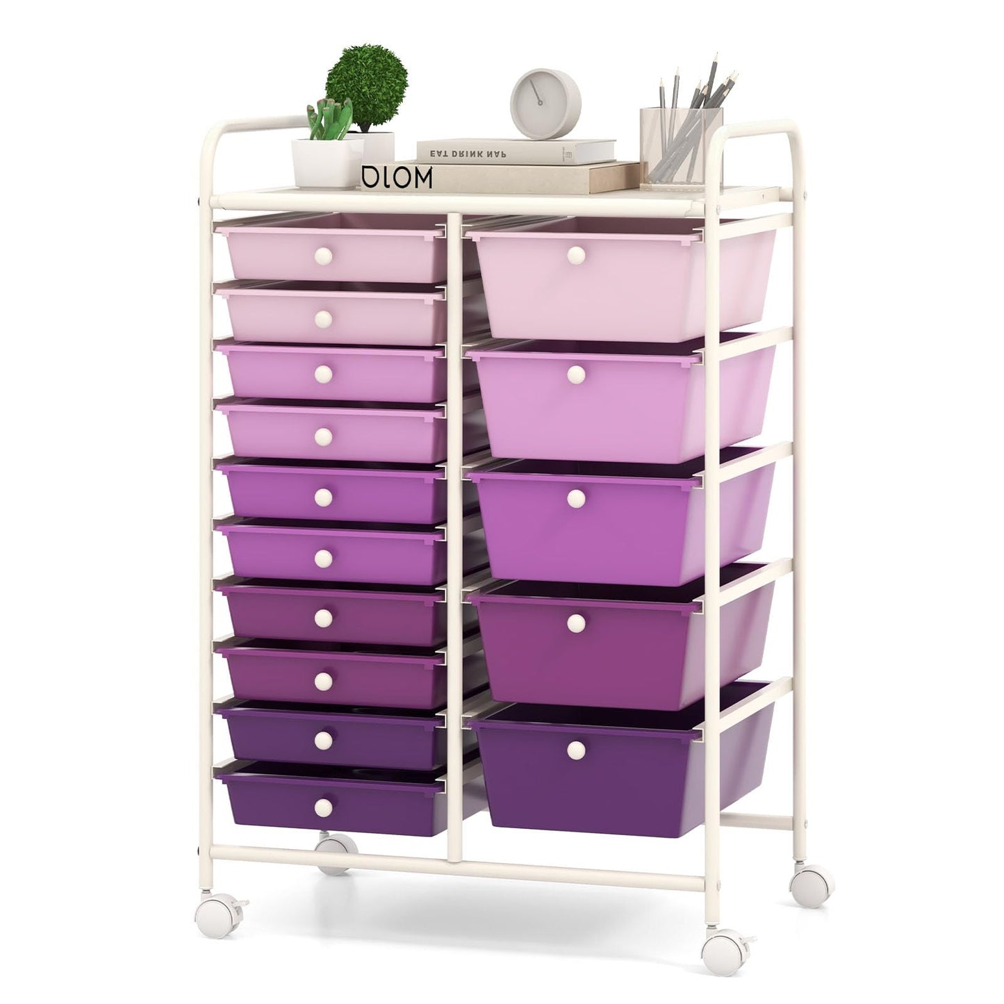 ARLIME 15-Drawer Storage Cart, 15 Drawer Trolley, Rolling Organizer Cart